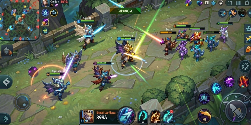 Screenshot gameplay 898A yang menunjukkan pertempuran strategi.
