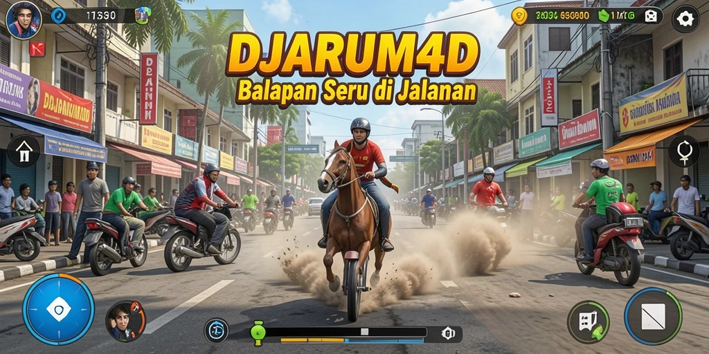 Tampilan gameplay DJARUM4D yang seru saat balapan di jalanan kota.