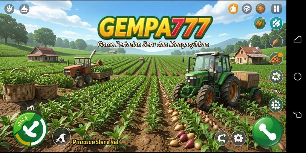Tampilan gameplay menarik di <strong>GEMPA777</strong> menunjukkan aktivitas bertani yang seru.