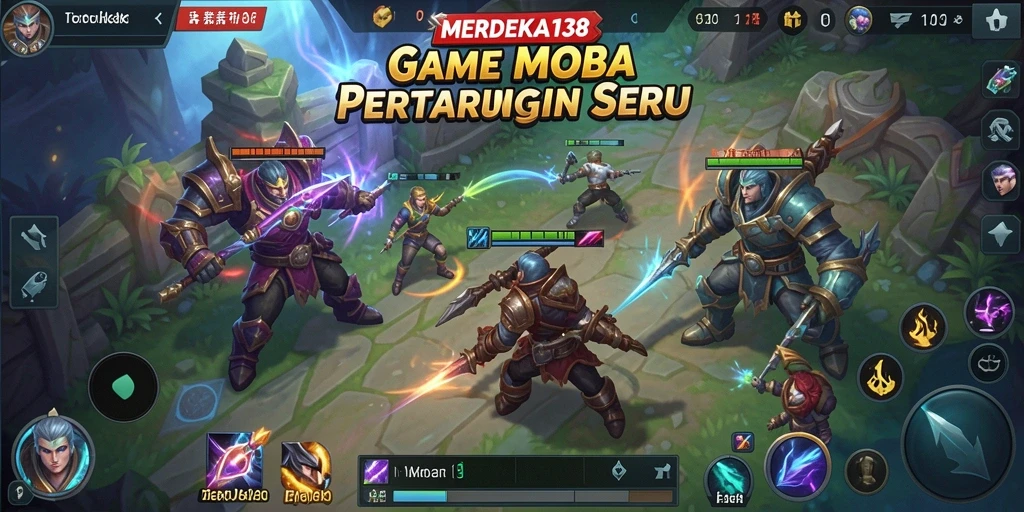 Tangkapan layar dari gameplay MERDEKA138 yang menampilkan pertarungan epik.
