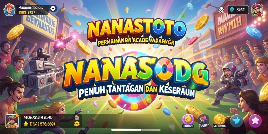 Tangkapan layar NANASTOTO menunjukkan gameplay arcade yang seru dan penuh warna.