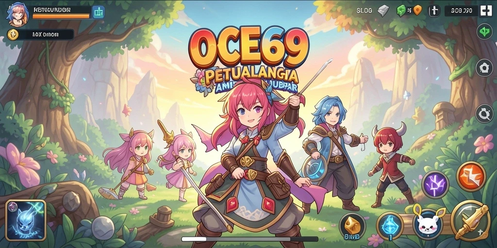 Tampilan screenshot OCE69 dengan pertarungan karakter yang dinamis.