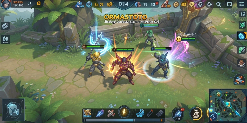 Screenshot gameplay ORMASTOTO yang menunjukkan pertempuran strategis.